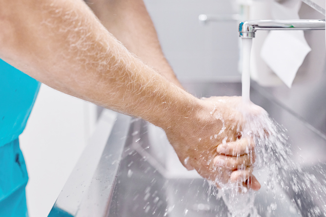 Washing hands in hospital