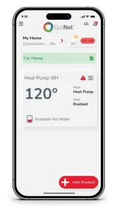 Heat Pump Water Heater EcoNet Screen Heat Pump mode