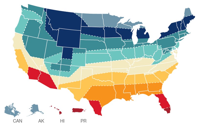 us zone map ground water temp