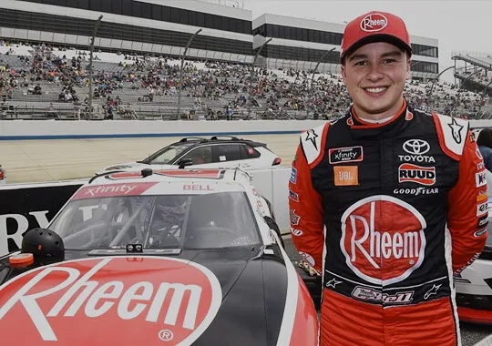 Christopher Bell in Rheem race suit